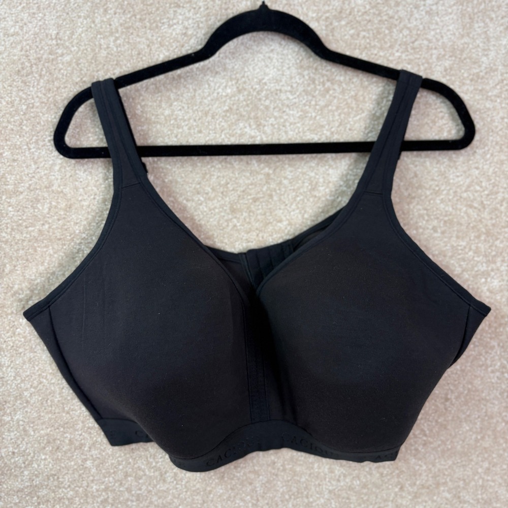 CACIQUE No-Wire Bra Womens 44F Black Lightly Lined Cotton Blend Comfort Support